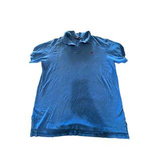 Polo Ralph Lauren Shirt Large Mens Polo Blue Short Sleeve Orange Pony